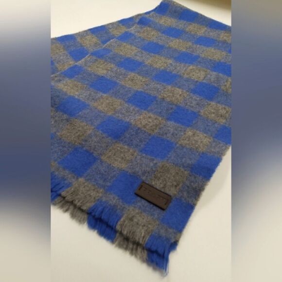 Coach Wool Long Winter Fringe Scarf Checker Unisex Men's - Picture 5 of 11